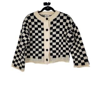 Desert Dreamer Oversized Button Front Checkerboard Cardigan Sweater Size Small